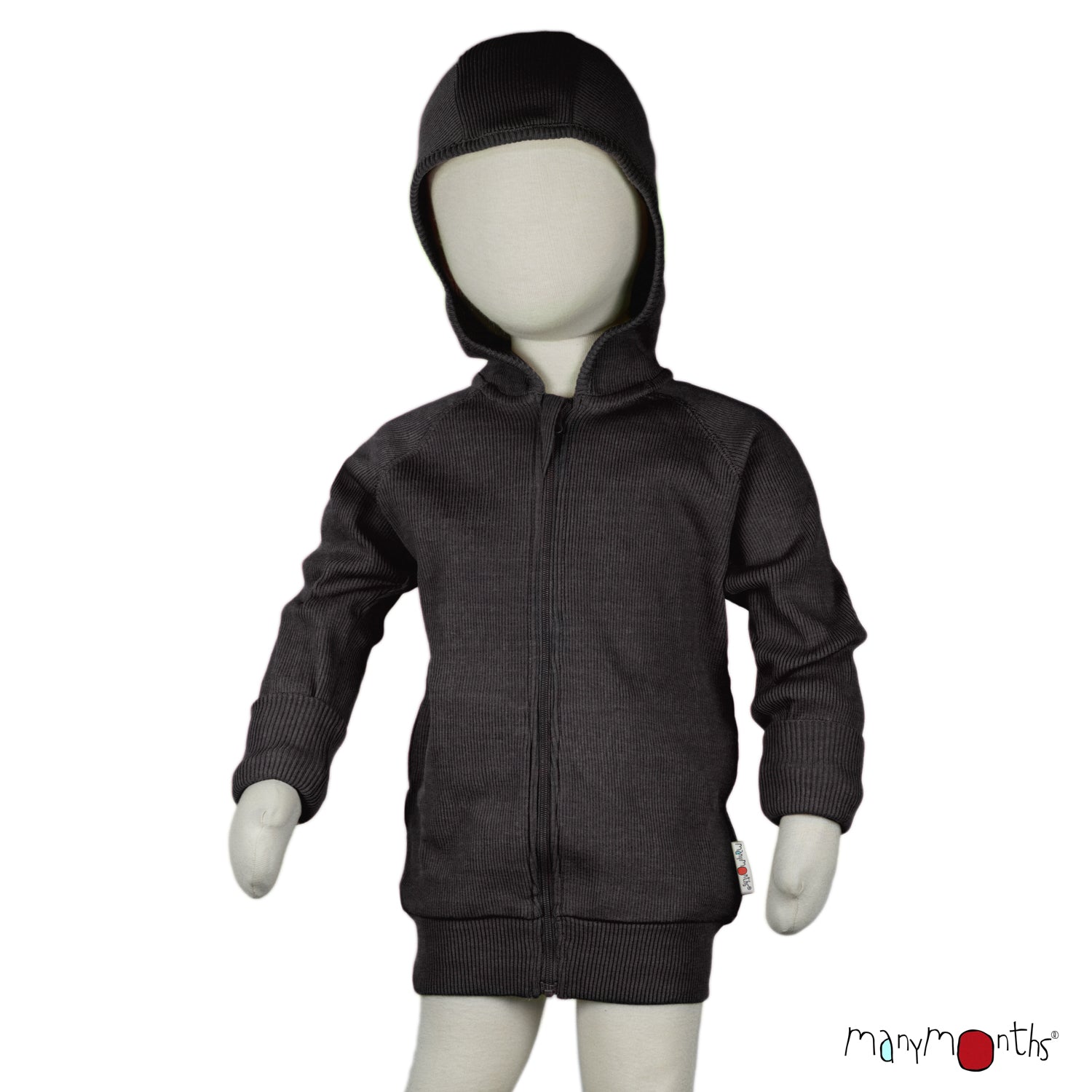 ManyMonths Hooded Zip Cardigan - Foggy Black ManyMonths