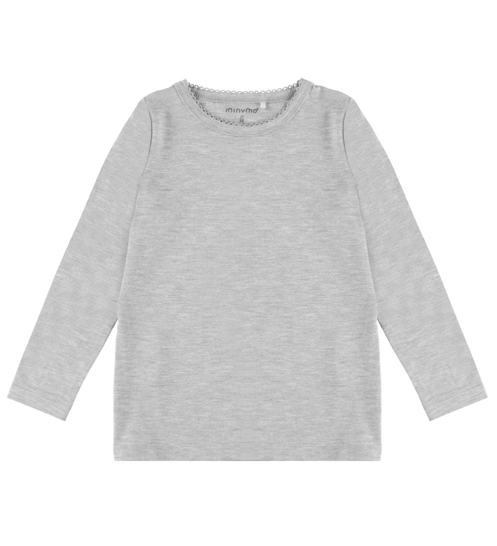 Minymo Bambus-Langarmshirt - Grey Melange