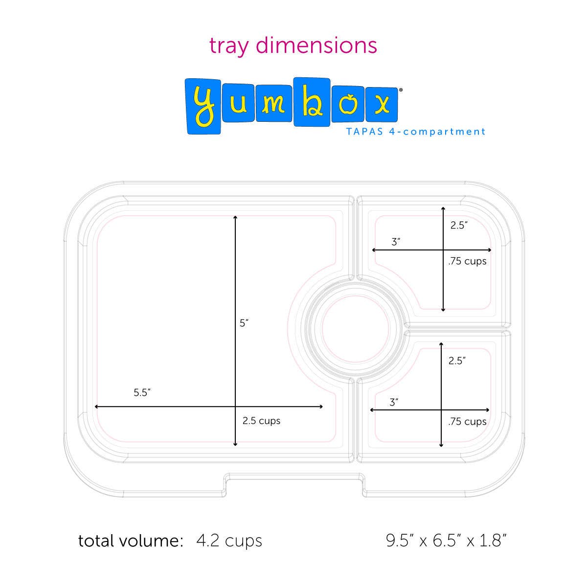 Yumbox Auslaufsichere Bento Box - Tapas Antibes Blue — 4 Fächer — Regenbogen - Tapas (XL) Yumbox