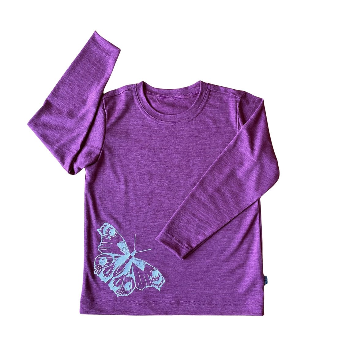 Glückskind Shirt Merinowolle & Seide - Zwetschge mit Schmetterling Glückskind