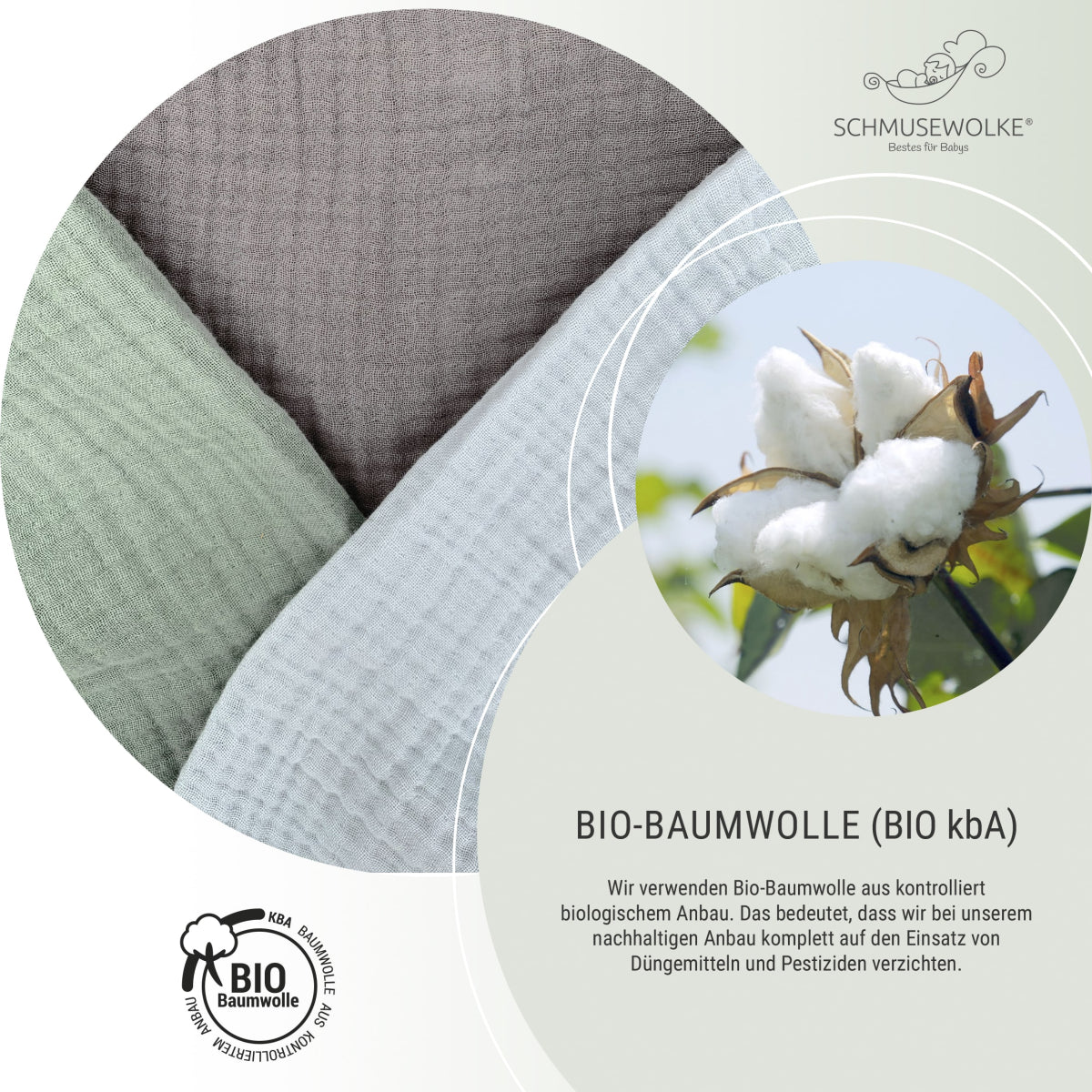 Schmusewolke Aurora Musselin Babytrage – ab Geburt, ergonomisch & kuschelig aus Bio-Baumwolle - Eucalyptus Schmusewolke