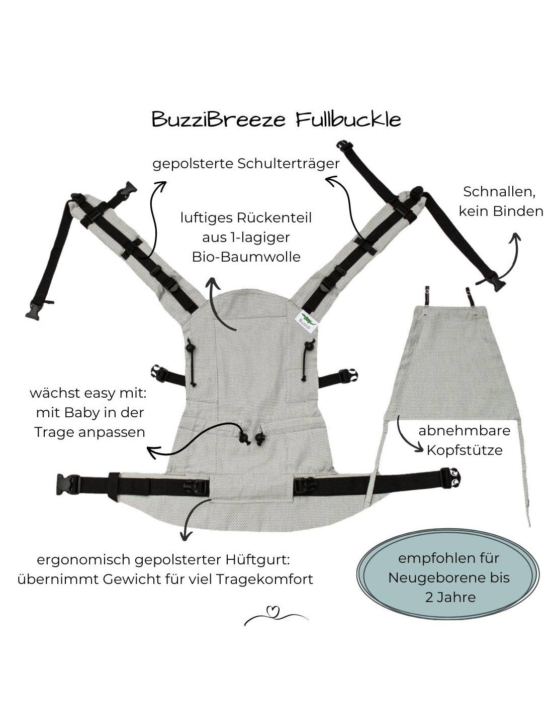 Buzzidil BuzziBreeze Baby Sommertrage - Facette Stone Buzzidil