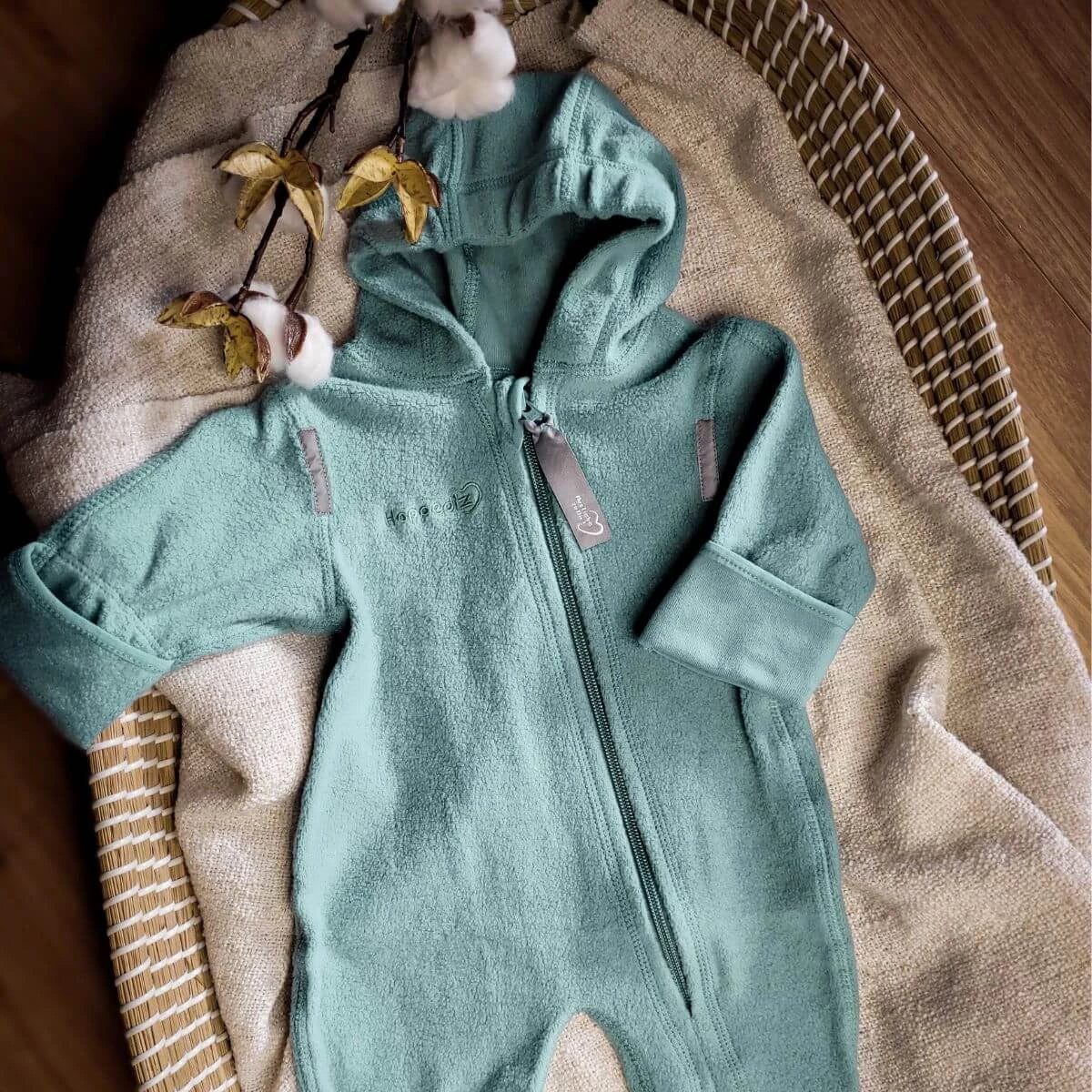 Bio-Baumwoll-Fleece-Overall - Polarblau Hoppediz
