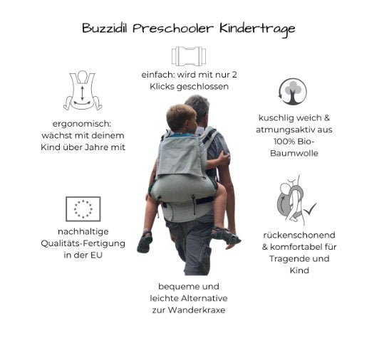 Buzzidil Preschooler Sherlock| Fullbuckle Kindertrage & Wandertrage (92-116) Buzzidil