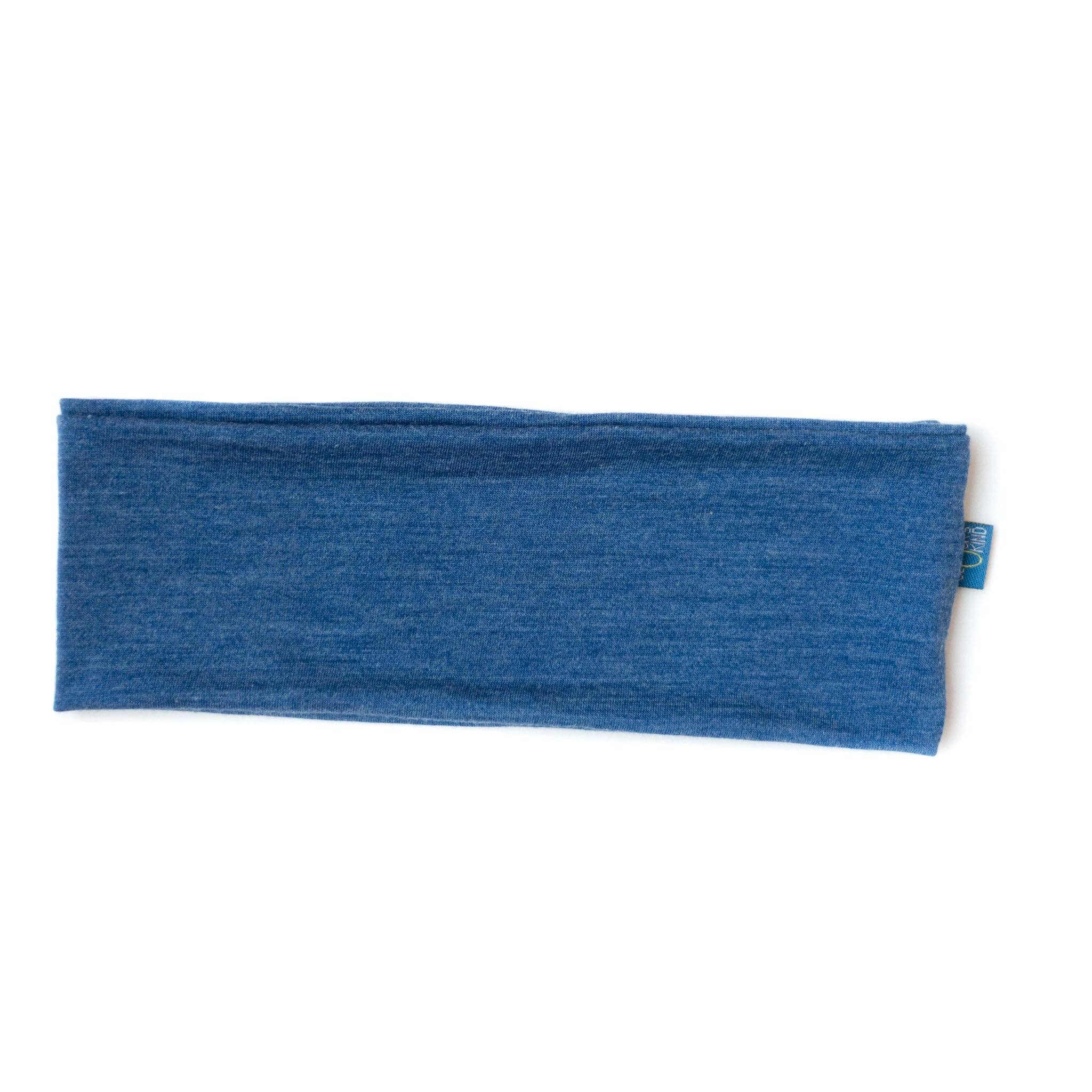 Stirnband royal blau, Merinowolle & Seide (bio/GOTS): L Glückskind