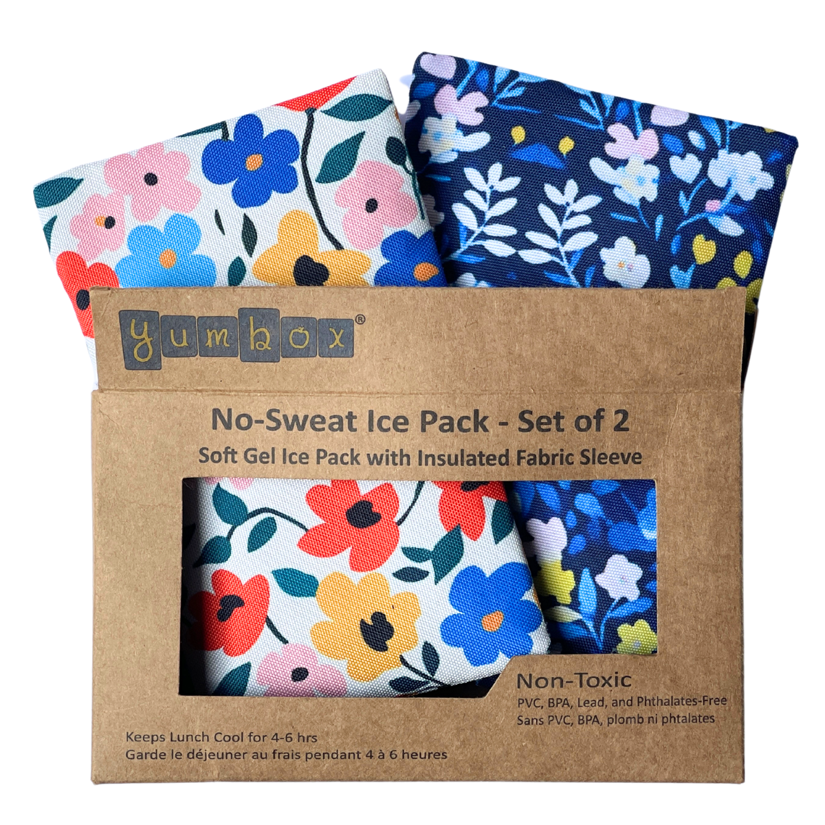 Gel-Eisbeutel in Stoffhüllen 2er-Pack - Blumenmuster Yumbox