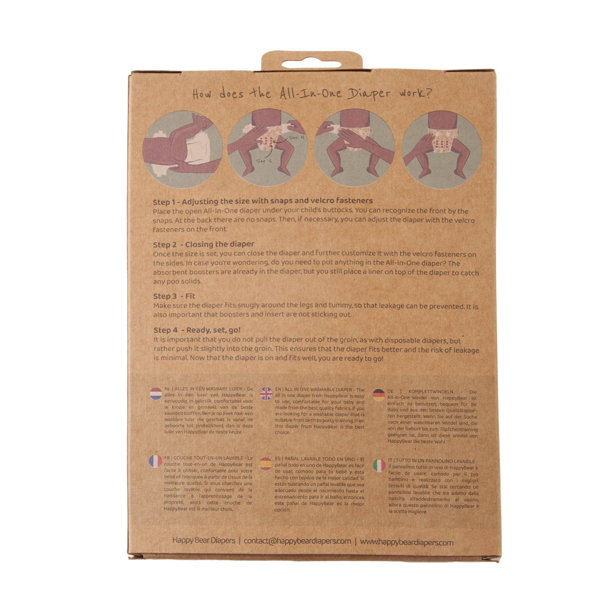 Happy Bear Waschbare Stoffwindel | All-In-One Windel | Einheitsgrösse — 4—15 kg | Twiggy HappyBear Diapers