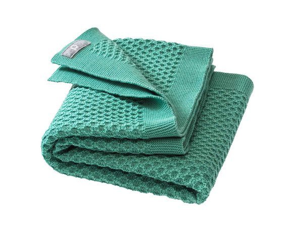 Disana Waben-Strickdecke 80x100cm aus 100% Bio-Merinoschurwolle - Mint, GOTS Zertifiziert Disana