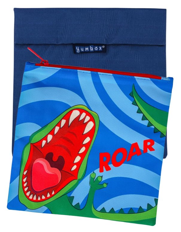 Yumbox Sandwischtasche mit Reissverschluss und Klettverschluss Doppelpack - Navy / Dinosaurier yumbox