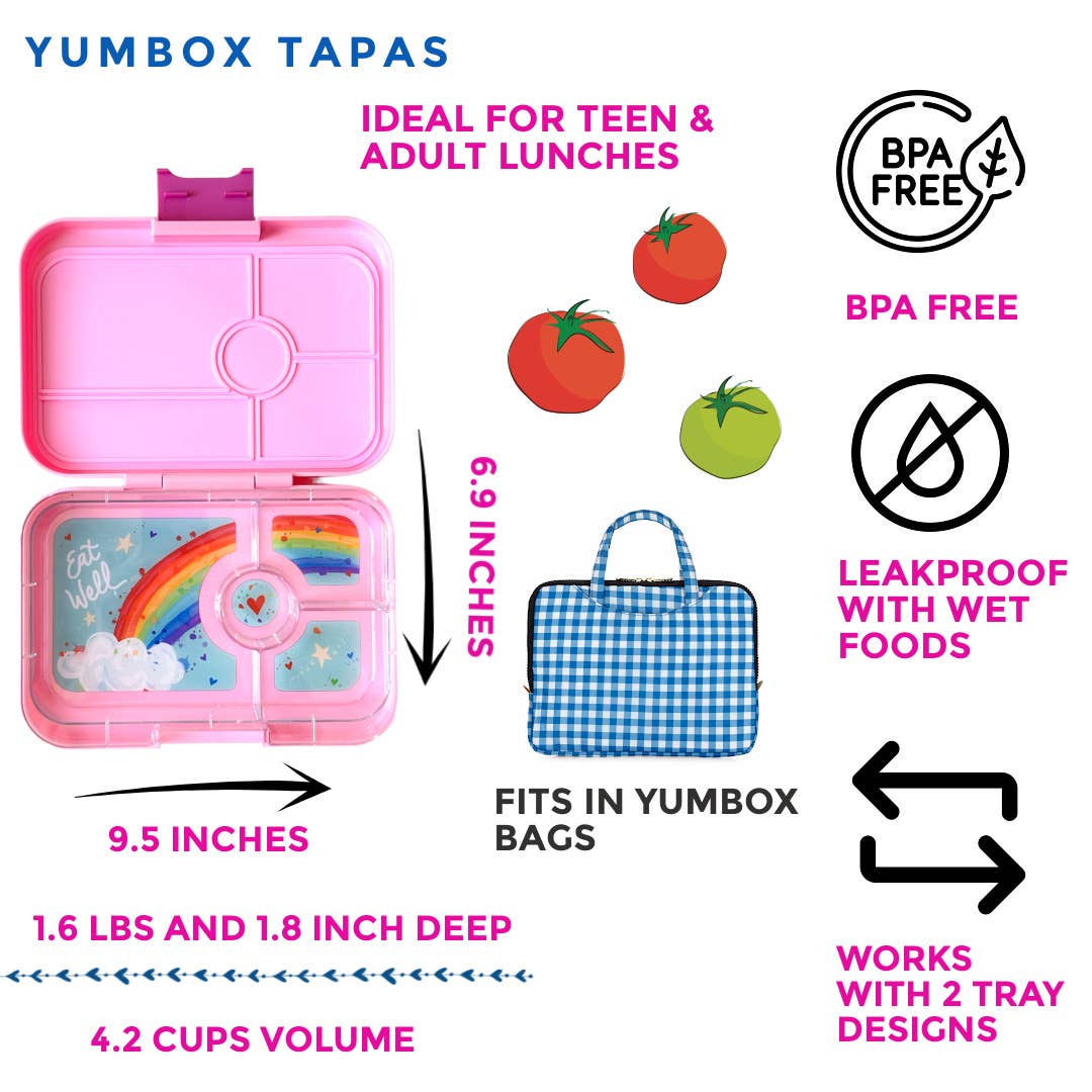 Yumbox Tapas Capri Pink — 4 auslaufsichere Fächer — Regenbogen - Tapas (XL) Yumbox