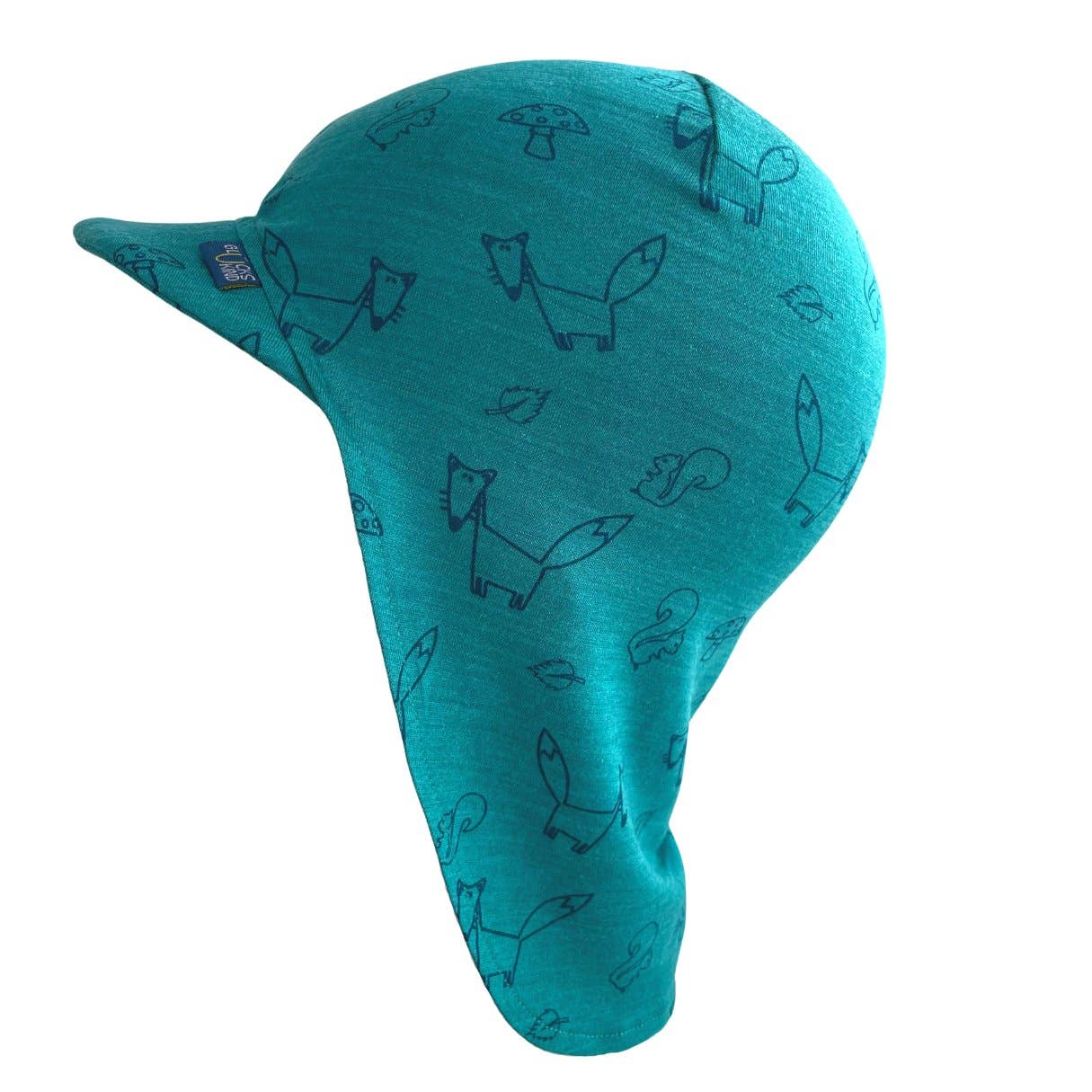 Sommerkappe smaragd Fuchs, Merinowolle & Seide (bio/GOTS): XL (bis 57cm KU) Glückskind