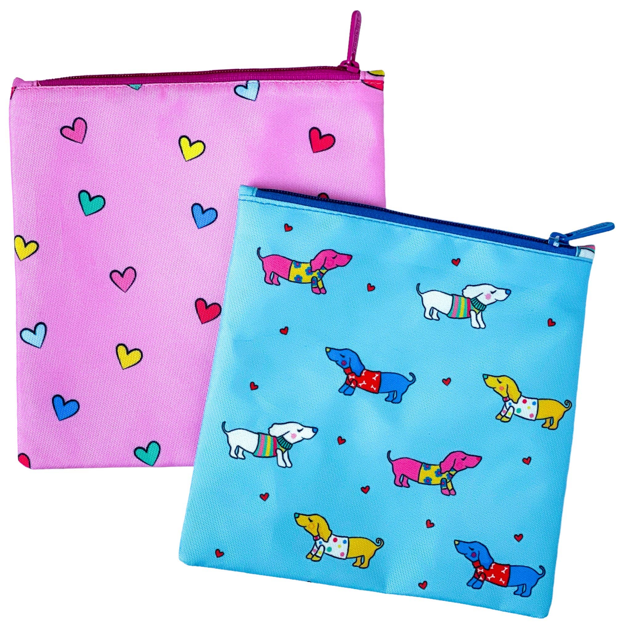 Wiederverwendbare Sandwich-/Snack-Tasche - 2er-Set - Hund & Herzen Yumbox