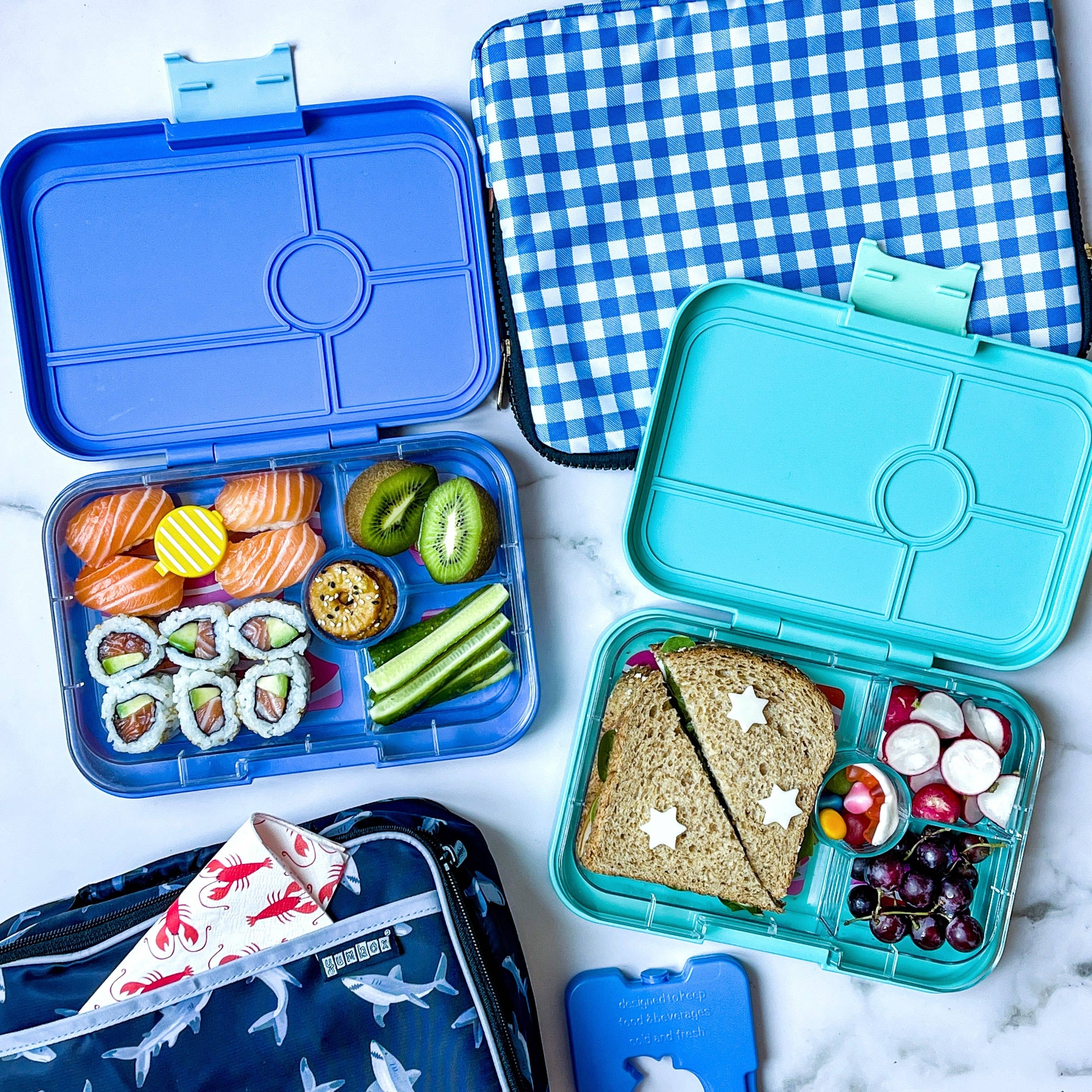 Yumbox Auslaufsichere Bento Box - Tapas Antibes Blue — 4 Fächer — Regenbogen - Tapas (XL) Yumbox