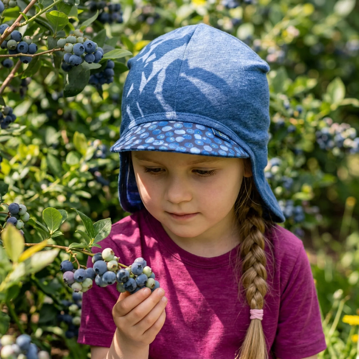 Glückskind Sommerkappe Wolle-Seide - royalblau Blaubeere Glückskind