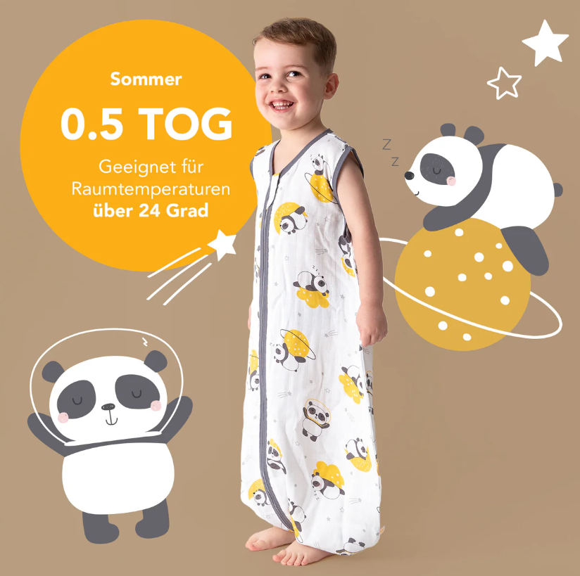 Schlummersack 0.5 Tog Musslin Bambusviskose - Panda Slumbersac