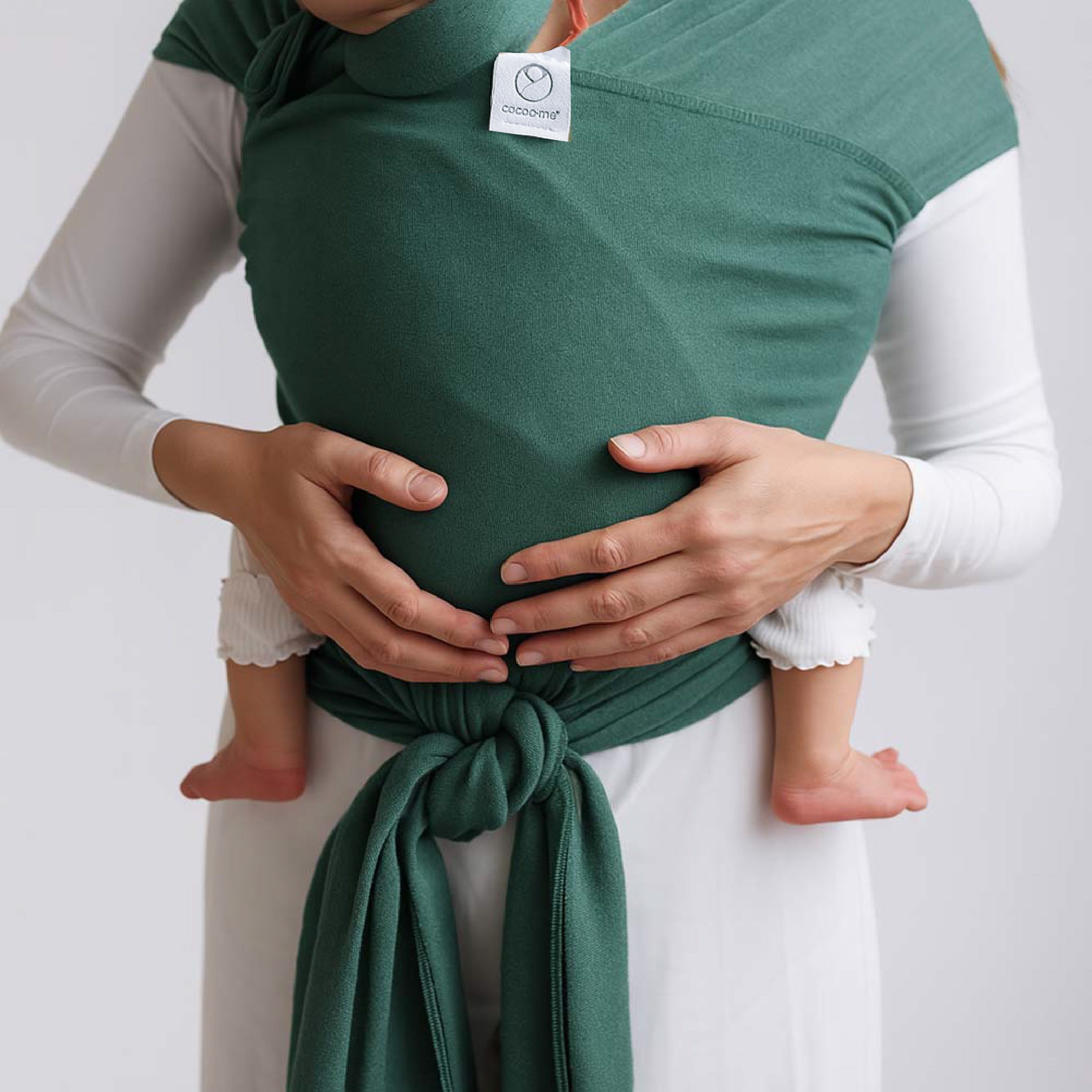 cocoome elastisches Tragetuch light inkl. Nackenrolle & Knopfgummi - Smaragdgrün