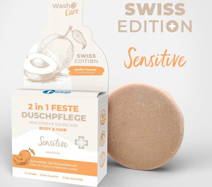 Washo feste Duschpflege 2 in 1 - Sensitiv Swiss Edition washo
