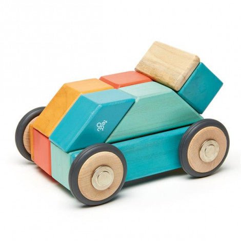 42 Magnetische Holzbausteine orange blau