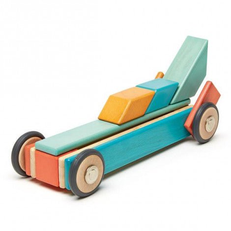 42 Magnetische Holzbausteine orange blau