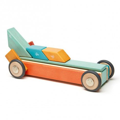 42 Magnetische Holzbausteine orange blau