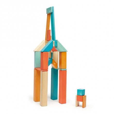 42 Magnetische Holzbausteine orange blau