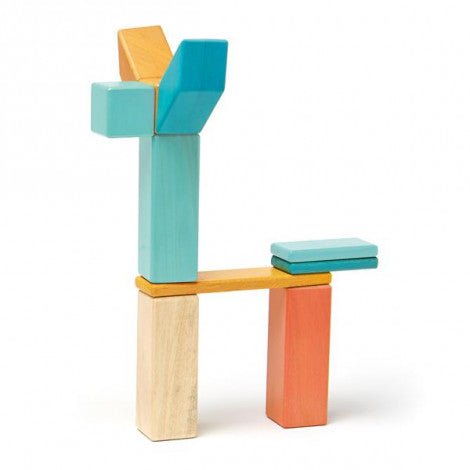 42 Magnetische Holzbausteine orange blau