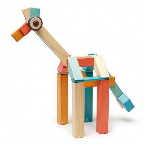 42 Magnetische Holzbausteine orange blau