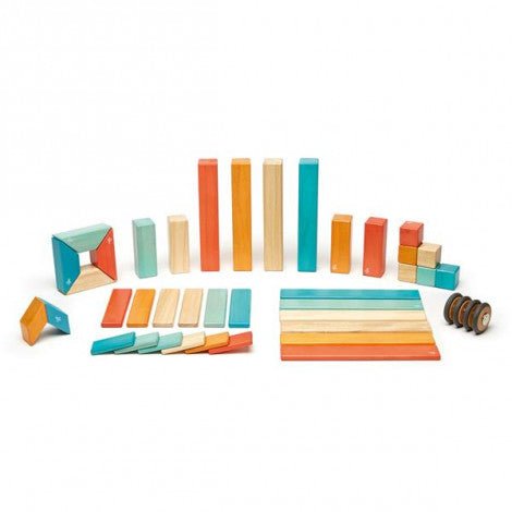 42 Magnetische Holzbausteine orange blau