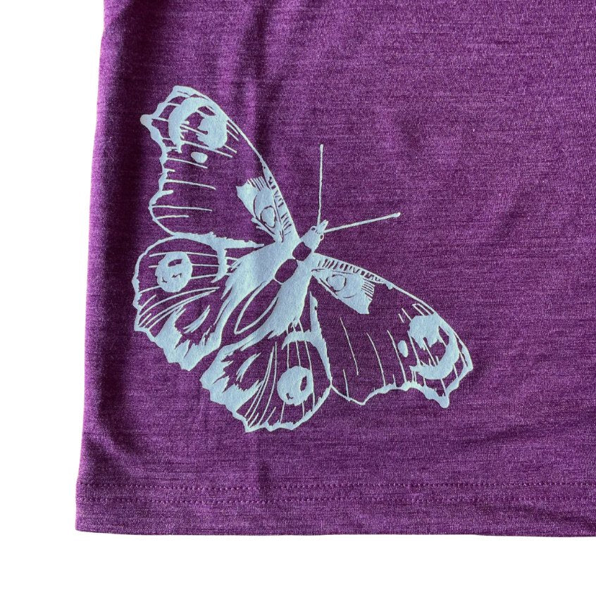 Glückskind T-Shirt Merinowolle & Seide - Zwetschke mit Schmetterling - Familienbande - Glückskind