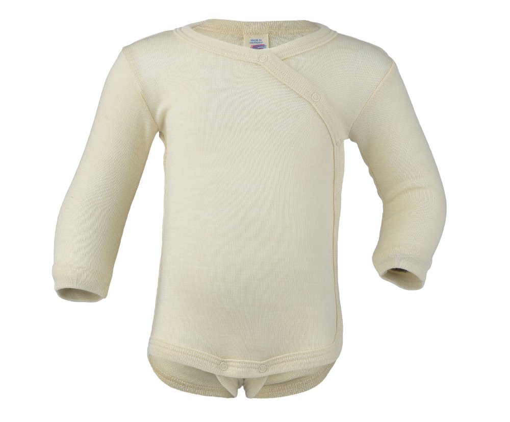 Engel Wolle/Seide-Wickelbody langarm - Natur Engel