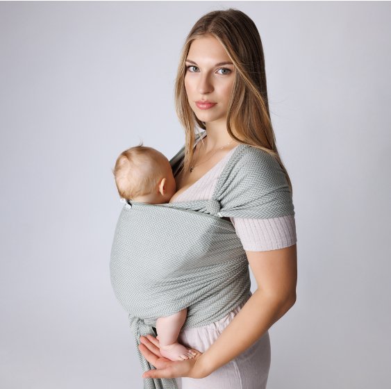 cocoome elastisches Tragetuch Salbei Juna inkl. Nackenrolle & Knopfgummi cocoome