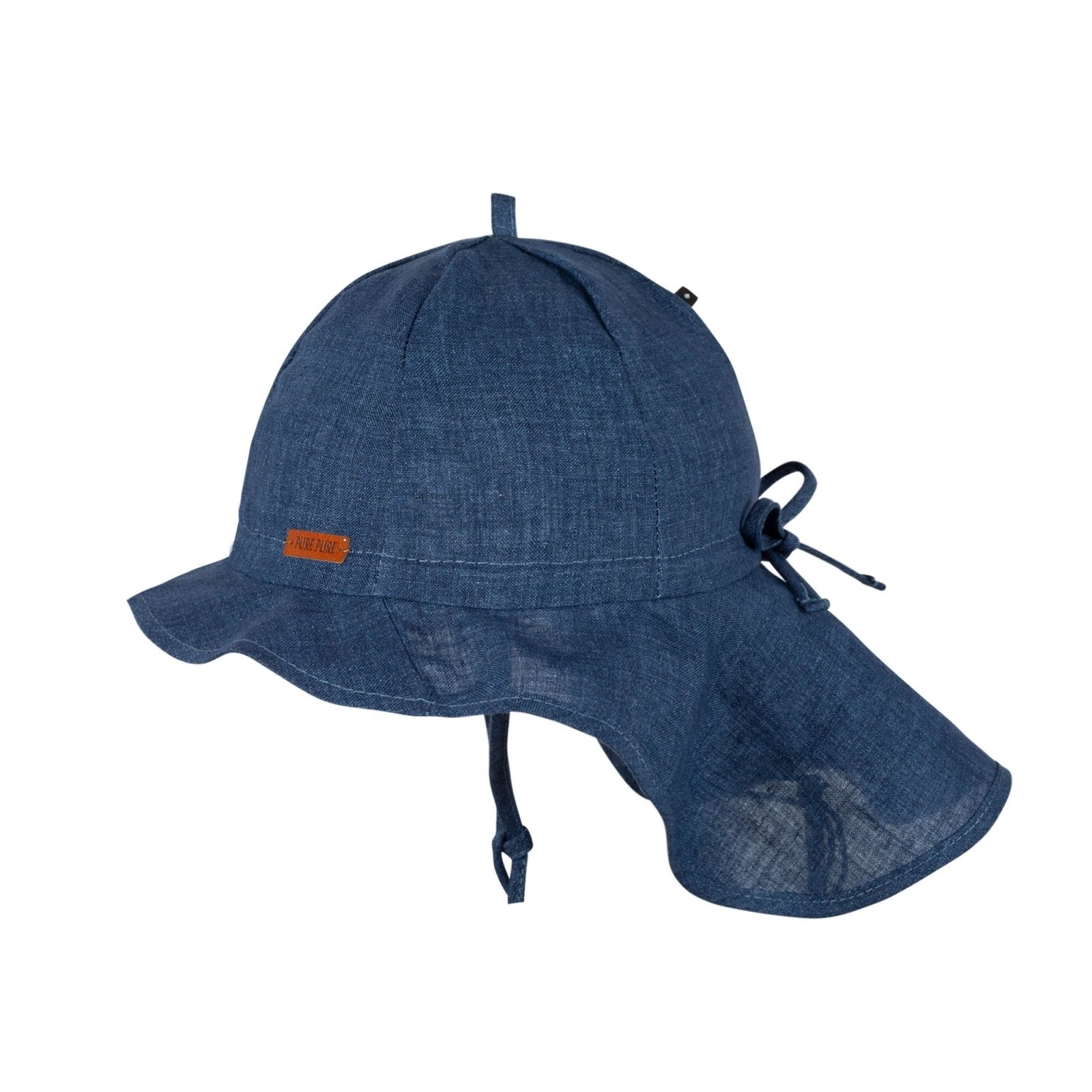 PurePure Mütze Nackenschutz Leinen - Steel Blue purepure
