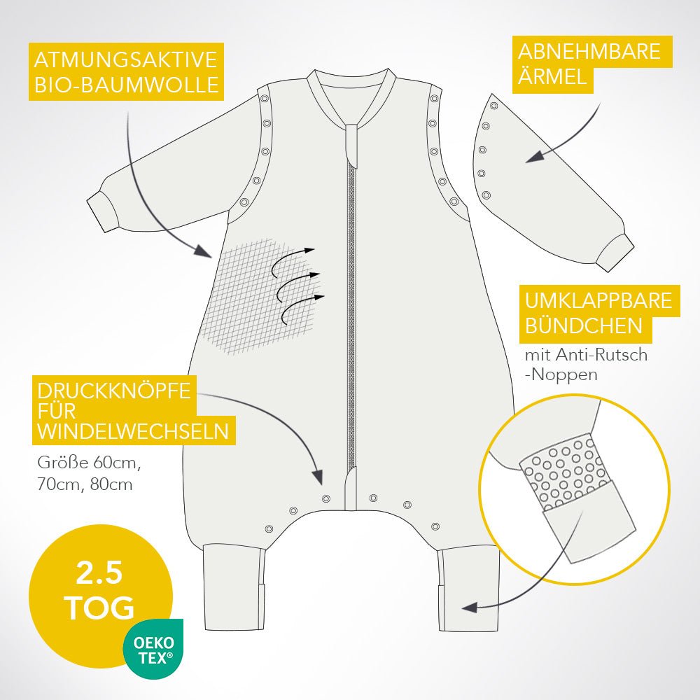 Schlummersack 2.5 Tog mit Umschlagmöglichkeit bei Füssen - Olive Slumbersac