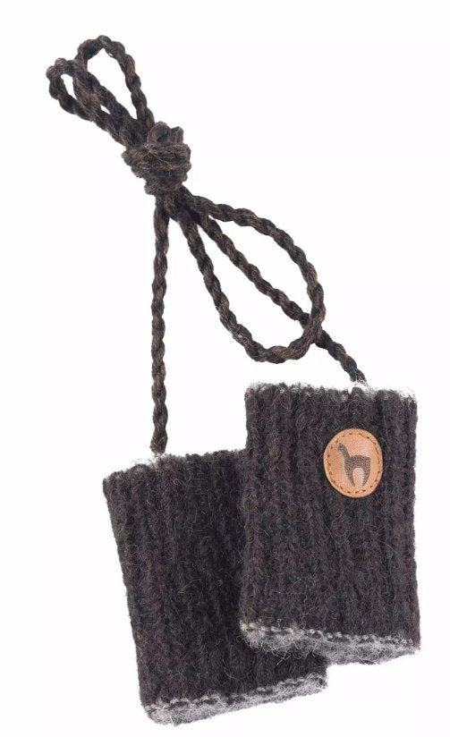 Alpaka Kinder-Pulswärmer - schwarz Apu Kuntur