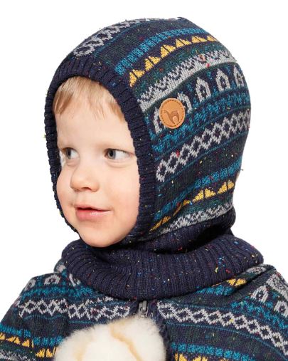 Alpaka Schlupfmütze - blau Apu Kuntur