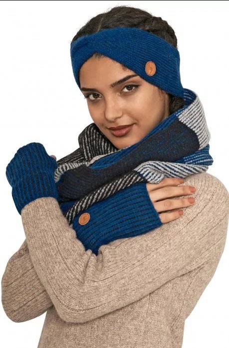 Alpaka Stirnband mit Twist - blauschwarz Apu Kuntur