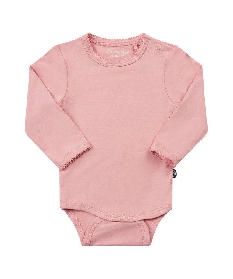 Bambusbody langarm - Misty Rose Minymo