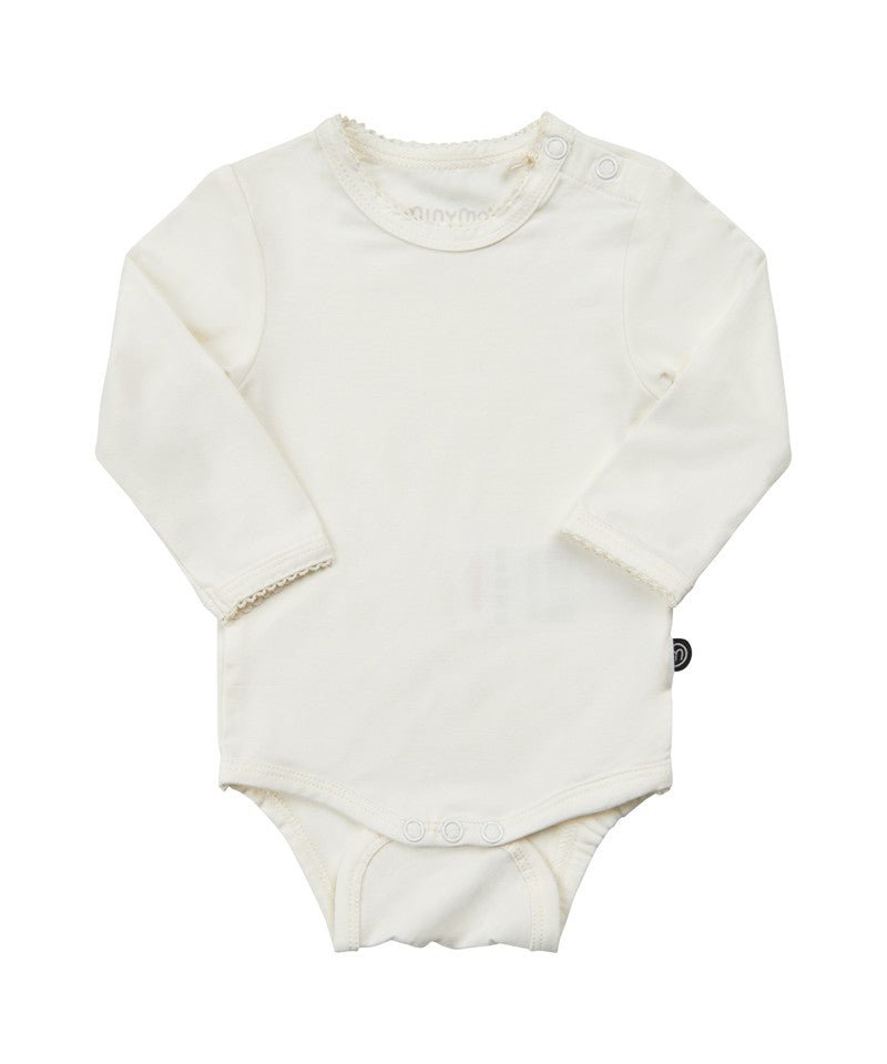 Bambusbody langarm - Weiss Minymo