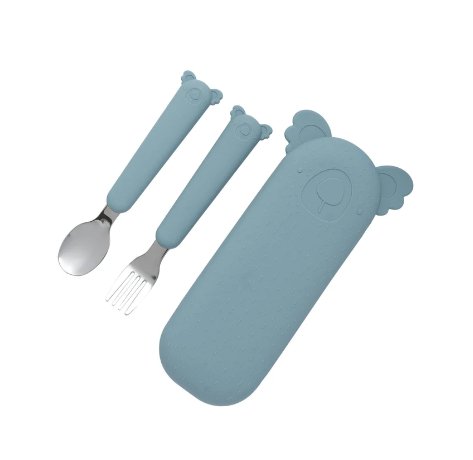 Besteckset aus Silikon the cotton cloud - grau/blau Familienbande