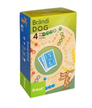 Brändi Dog Brettspiel Grundversion in der Schachtel | Teamspiel für 4 Spieler mit Karten & Murmeln Brändi