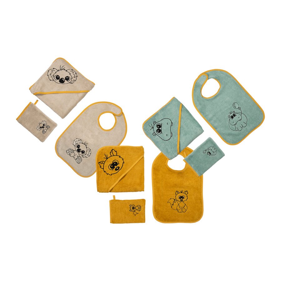 Brändi Kids 3er Set Lätzli - Poncho - Waschlappen - Hippo Brändi