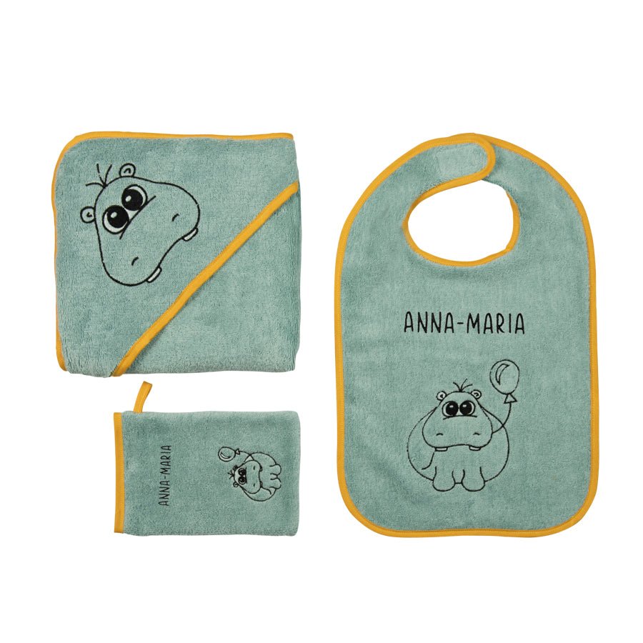 Brändi Kids 3er Set Lätzli - Poncho - Waschlappen - Hippo Brändi
