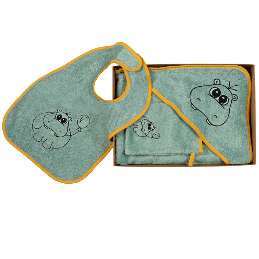 Brändi Kids 3er Set Lätzli - Poncho - Waschlappen - Hippo Brändi