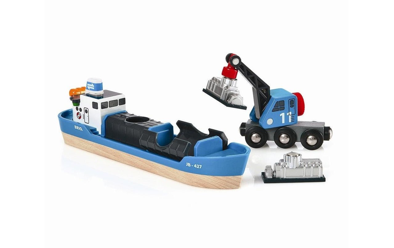 BRIO Container Schiff + Kranwagen - Familienbande