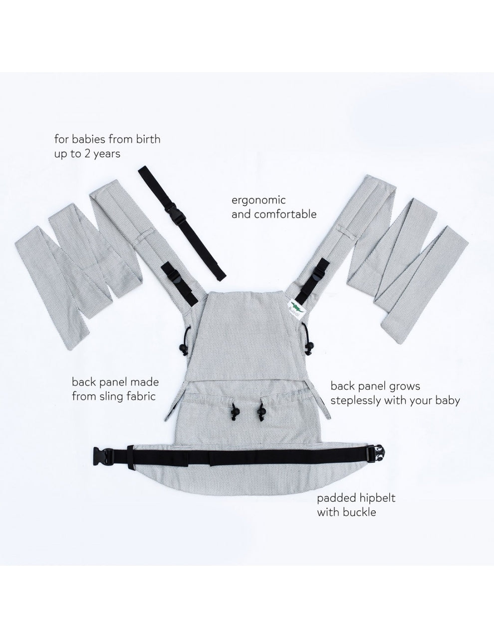 Buzzidil Babytrage MyTai Halfbuckle - Diamond Dust Argento Buzzidil