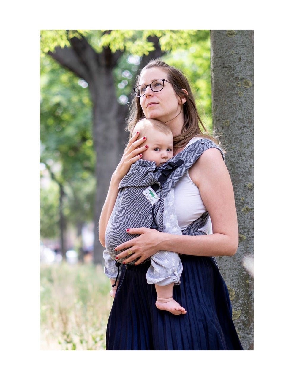 Buzzidil Babytrage MyTai Halfbuckle - Diamond Dust Argento Buzzidil