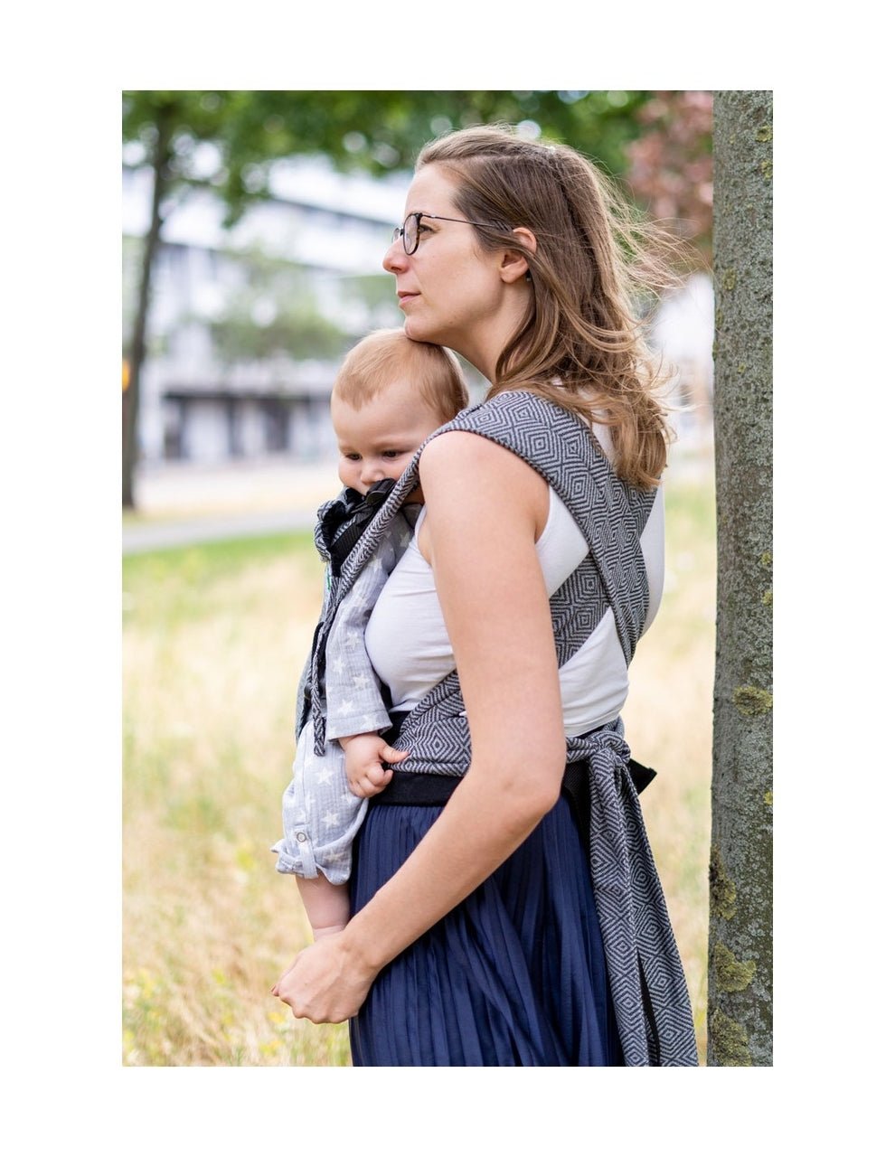 Buzzidil Babytrage MyTai Halfbuckle - Diamond Dust Argento Buzzidil