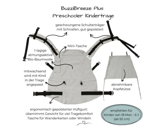 Buzzidil BuzziBreeze Plus Sommertrage Preschool - Facette Stone Buzzidil