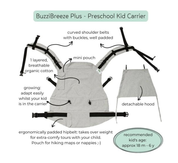 Buzzidil BuzziBreeze Plus Sommertrage Preschool - Facette Stone Buzzidil