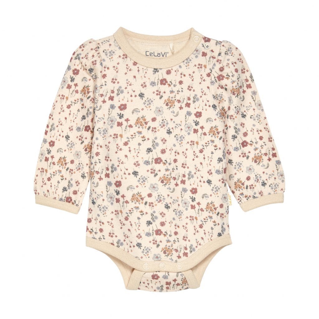 CeLaVi Langarm-Body Wolle/Bambusviskose - Blumen vintage CeLaVi